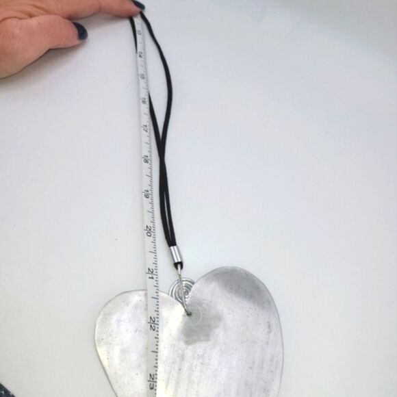 Handcrafted Silver Heart Pendant Necklace and Earrings Set - Picture 3 of 3